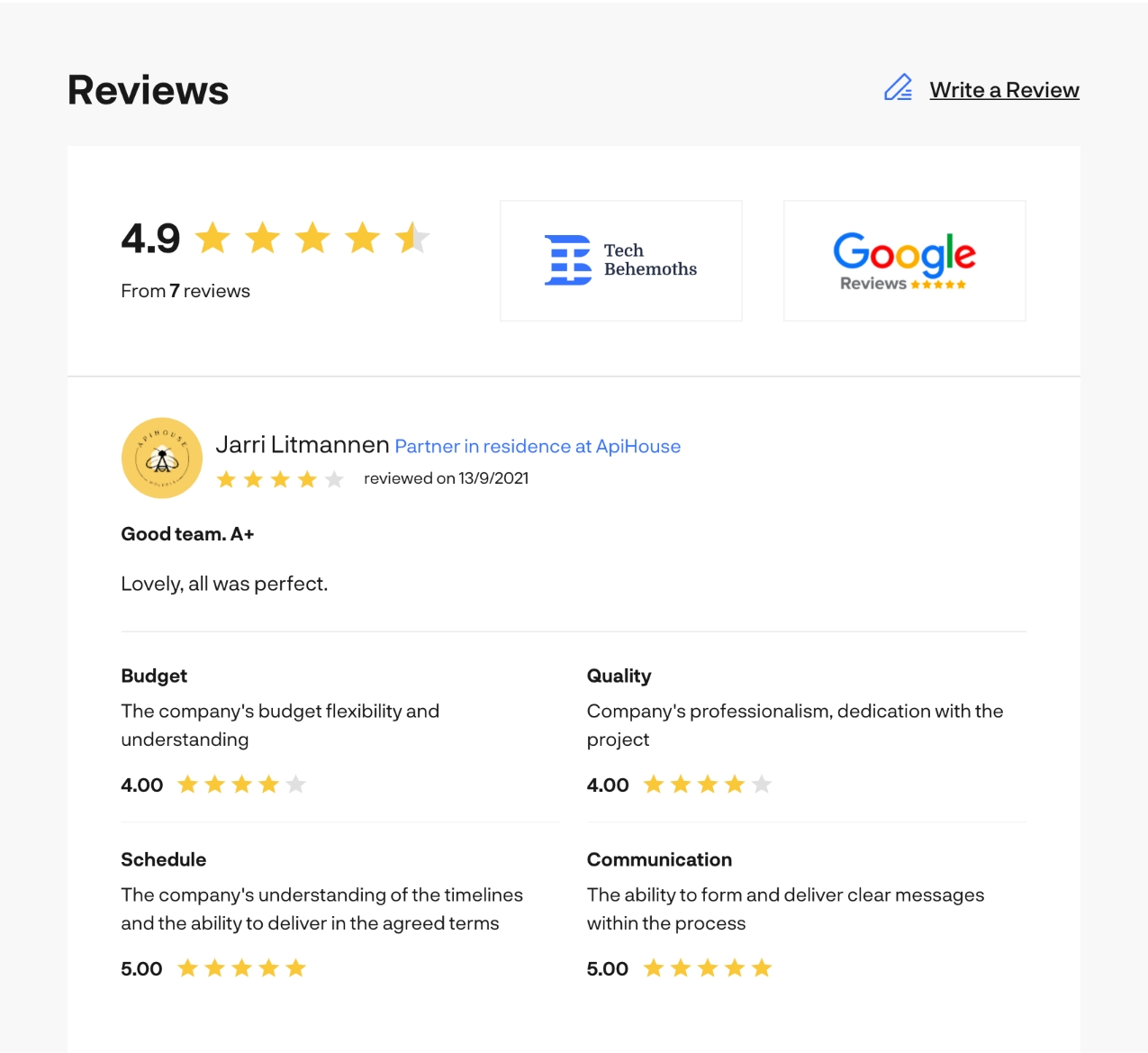 TechBehemoths Company Reviews